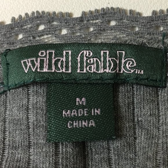 WILD FABLE Heather Gray Lace Trim Tiny Tank Ribbed Texture NWOT! - Picture 7 of 8